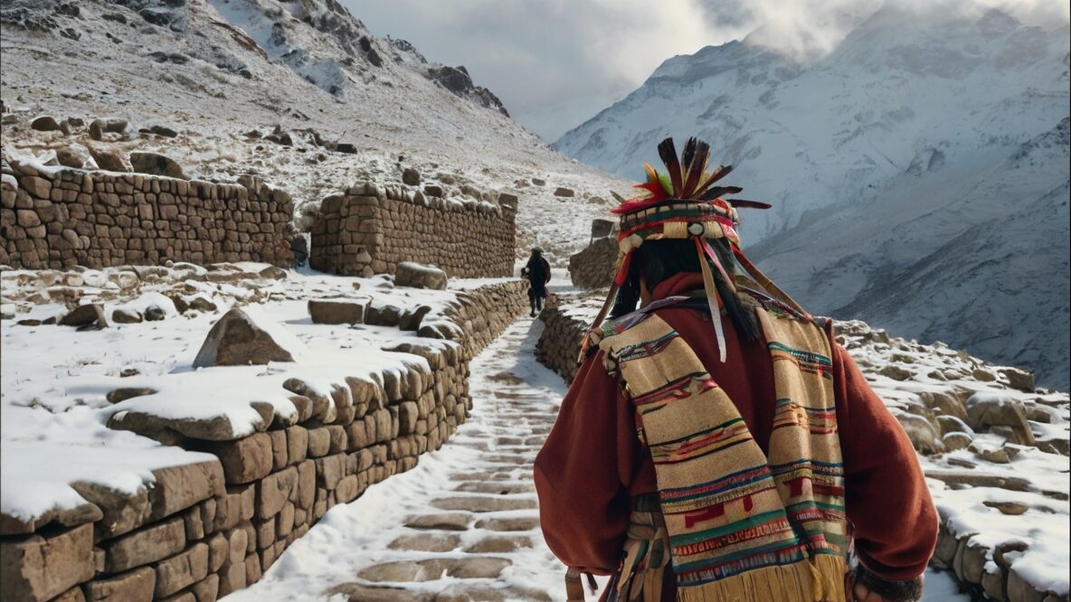 Inca haciendo trekking al Machu Picchu por el Camino Inca