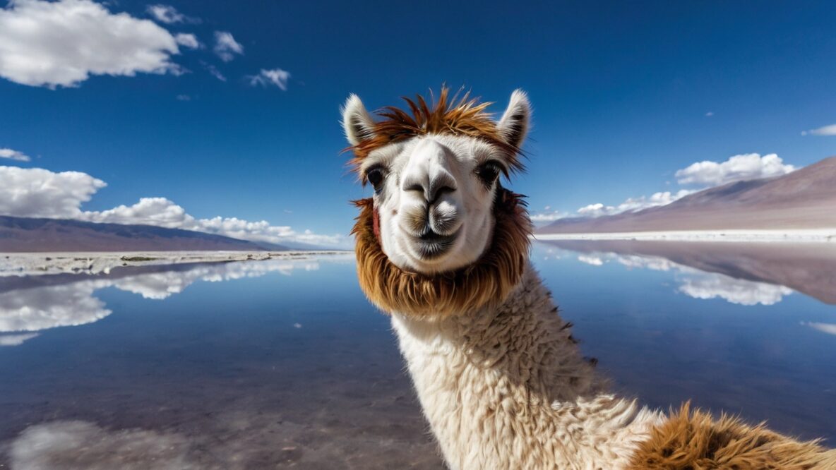 Llama en el salar de Uyuni