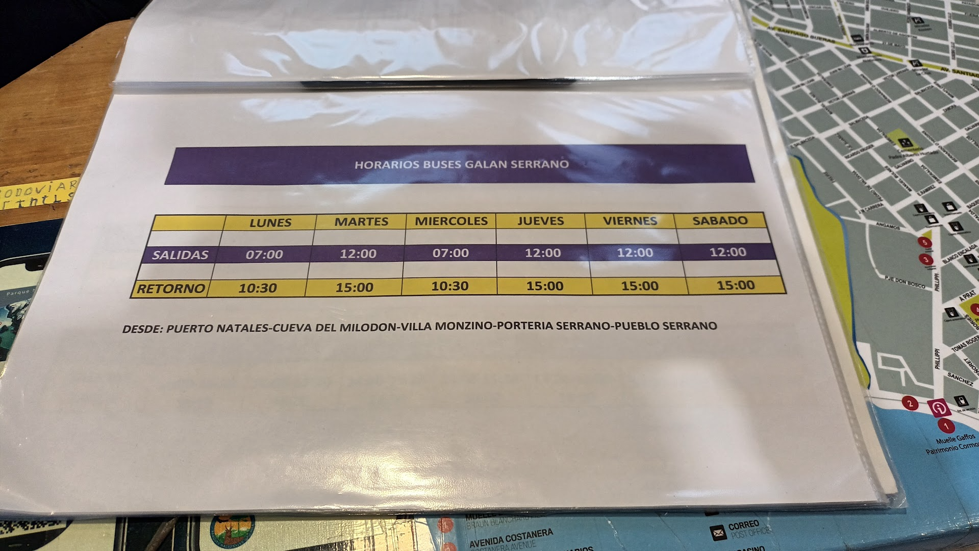 Horarios de Buses Galán Serrano de Rodoviario de Puerto Natales