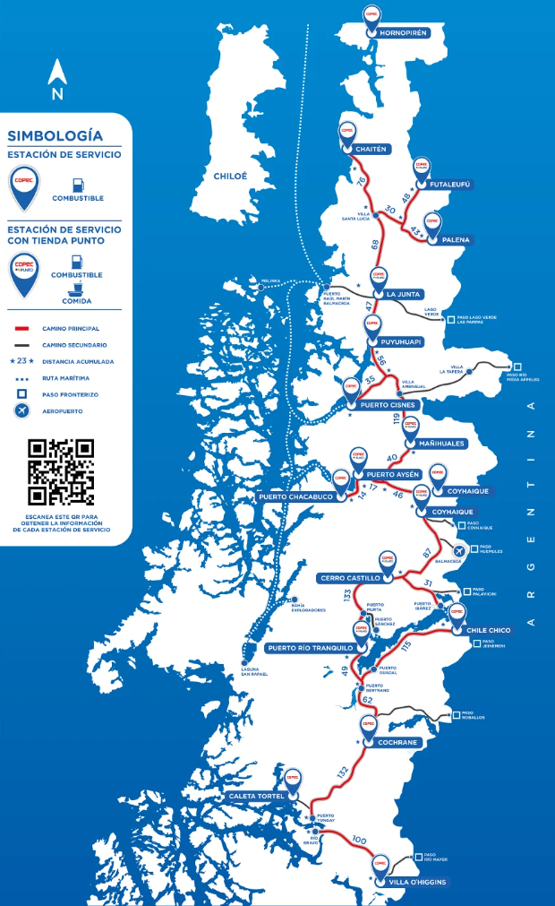 estaciones de servicio copec a lo largo de la carretera austral